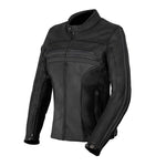 Chaqueta de cuero para mujer estilo motociclista - Enfield negra - Vignette | Boutique biker