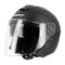 Casque-jet-avcasque jet noir mat avec visière panoramique et boucle micrométrique, idéal pour conduite urbaineec-visiere-profil
