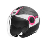 Casque jet femme - N182 Round noir mat rose - Vignette | Boutique biker