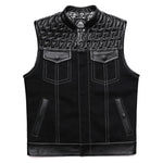 Gilet da motociclista in pelle e tessuto SOA - Vignette | Boutique biker