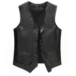 Gilet biker en cuir marron vintage - Vignette | Boutique biker