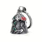 Guardian Bell Fleur Rose, clochette moto zinc vieilli, rose rouge et feuilles vertes émaillées.