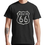 Maglietta da motociclista - Route 66 nera e grigia - Vignette | Boutique biker