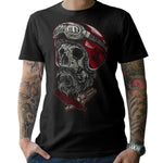 T-shirt moto - Tête de mort casque rouge - Vignette | Boutique biker
