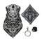 Tour de cou moto Cavalera noir et blanc avec motif tête de mor