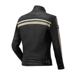 Blouson de moto en cuir femme - Enfield bandes beige - Vignette | Boutique biker
