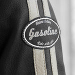 Blouson de moto en cuir femme - Enfield bandes beige - Vignette | Boutique biker