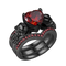 Bague femme tête de mort noire avec cœur rouge et strass gothiques