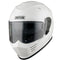Casque moto intégral Simpson Venom blanc, design agressif et mentonnière anguleuse.