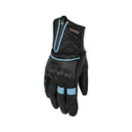 Guantes de moto de verano para mujer - Lilly negro y azul - Vignette | Boutique biker