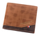 portefeuille compact homme marron clair et foncé en cuir style Menbense avec étiquette tricolore