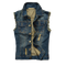 Gilet jean biker unisexe arraché, denim bleu délavé résistant