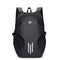 Sac à dos moto HK noir mat, imperméable et extensible, avec bandes réfléchissantes.