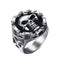 Bague biker en acier avec crâne et chaîne pour motard