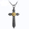 Collier croix pour homme biker en acier inoxydable avec œil doré protecteur