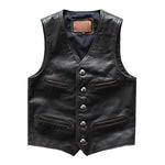 Gilet da motociclista senza maniche in pelle invecchiata - Vignette | Boutique biker