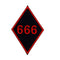 Patch biker 666 noir rouge brodé 3D à coudre pour veste motard