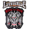 Patch biker brodé 3D Ride or Die à coudre sur veste ou sac, visuel crâne ailé et épée, style motard