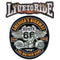 Patch biker Route 66 brodé en 3D avec moto custom et ailes, design vintage pour veste ou blouson moto