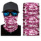 Tour de cou moto femme motif camouflage rose, léger et respirant, protection efficace contre le vent et la poussière, idéal pour motardes stylées.
