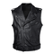 Veste en cuir sans manche pour homme biker avec motifs brodés, cuir de vachette semi-épais et poches zippées de sécurité