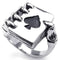Bague biker homme style cartes à jouer avec griffe et as de pique