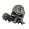 Boucle de ceinture tête de mort avec rose en alliage de zinc finition antique, moulures détaillées style gothic biker rock