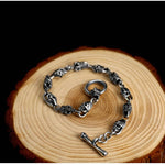 Bracciale con teschio da motociclista (argento) - Vignette | Boutique biker