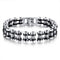 Bracelet biker chaîne de moto, acier inoxydable, maillons larges argentés et noirs, fermoir sécurisé.