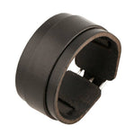 Bracciale biker largo da donna in pelle nera - Vignette | Boutique biker