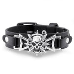 Bracelet biker en cuir - Sombre skull - Vignette | Boutique biker