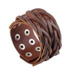 Bracelet biker en cuir tressé marron - Vignette | Boutique biker
