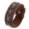 Bracelet gothique femme en cuir avec têtes de mort en acier inoxydable