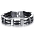 Pulsera de motociclista negra y plateada - Vignette | Boutique biker