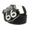 Ceinture biker en cuir noir avec boucle Route 66 ajustable pour motard