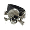 Ceinture femme tête de mort en cuir avec boucle strass brillante style rock