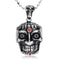 Collier tête de mort en acier inoxydable 316L avec pierres rouges et vertes pour homme et femme, style gothique et biker.