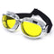 lunette moto aviateur chrome avec verre jaune vintage