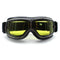 lunette moto rectangulaire noire avec écran jaune anti-reflet et bandeau réglable