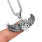 Pendentif moto Route 66 ailé en acier inoxydable pour biker passionné