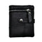 portefeuille homme cuir noir avec fermeture éclair et bouton pression, style vintage et pratique