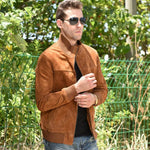 Giacca biker da uomo - Pelle scamosciata - Vignette | Boutique biker