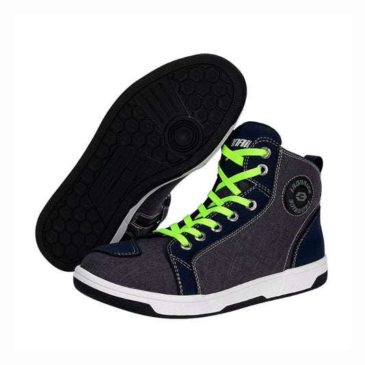 baskets moto homme étanches en polyester avec semelle antidérapante, bloc de protection et fermeture zip + scratch, 4 coloris disponibles
