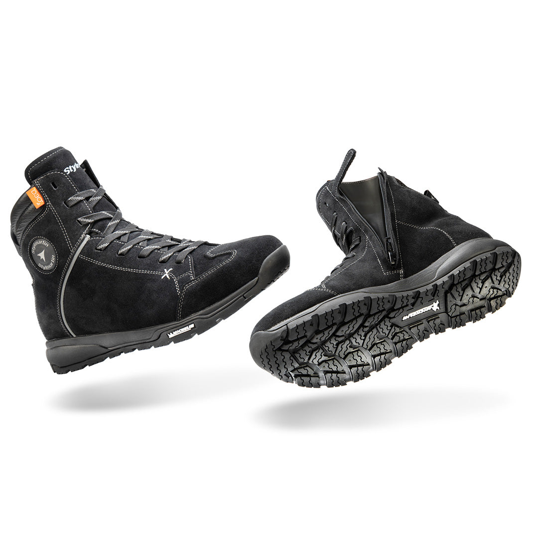 Basket-moto-homme-femme-stylmartin-zed-wp-cuir-suede-noir-paire