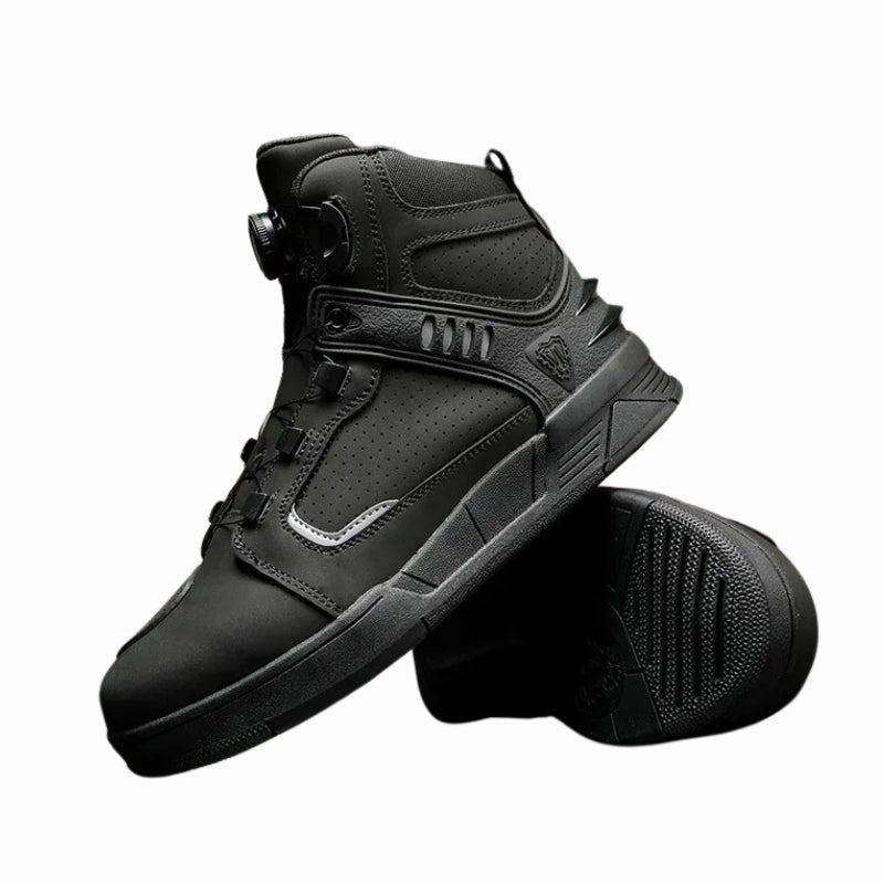 basket moto imperméable en cuir pour homme et femme, noire ou marron, avec semelle antidérapante et renfort sélecteur