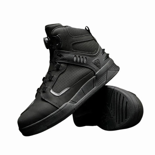 basket moto imperméable en cuir pour homme et femme, noire ou marron, avec semelle antidérapante et renfort sélecteur