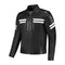 Blouson moto cuir homme rétro racing noir bandes blanches homologué CE