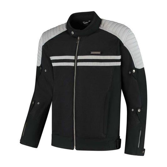 Blouson moto homme Jack Sean AA noir gris Café Racer ventilé été