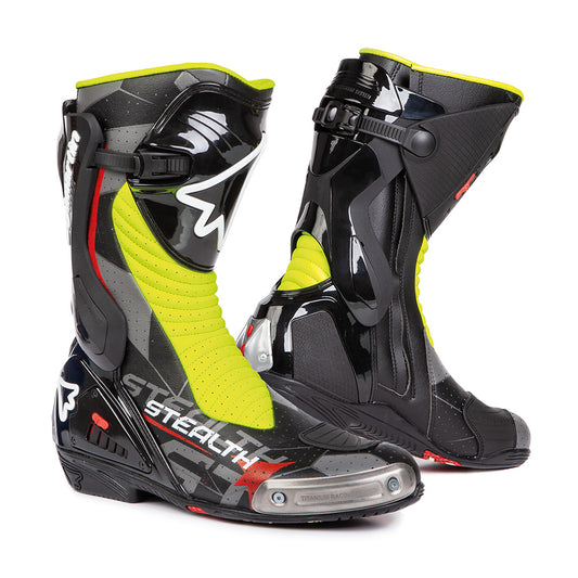 Botte moto piste Stylmartin Stealth Evo Air Black Yellow titane ventilée