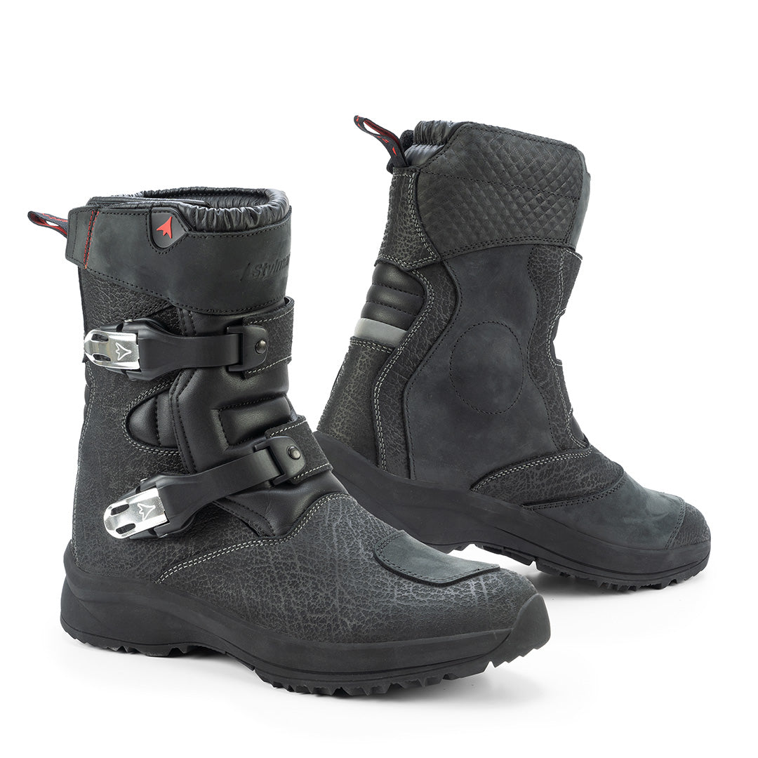 Bottes moto mi-hautes Stylmartin Navajo Evo Low WP imperméables en cuir pour homme et femme